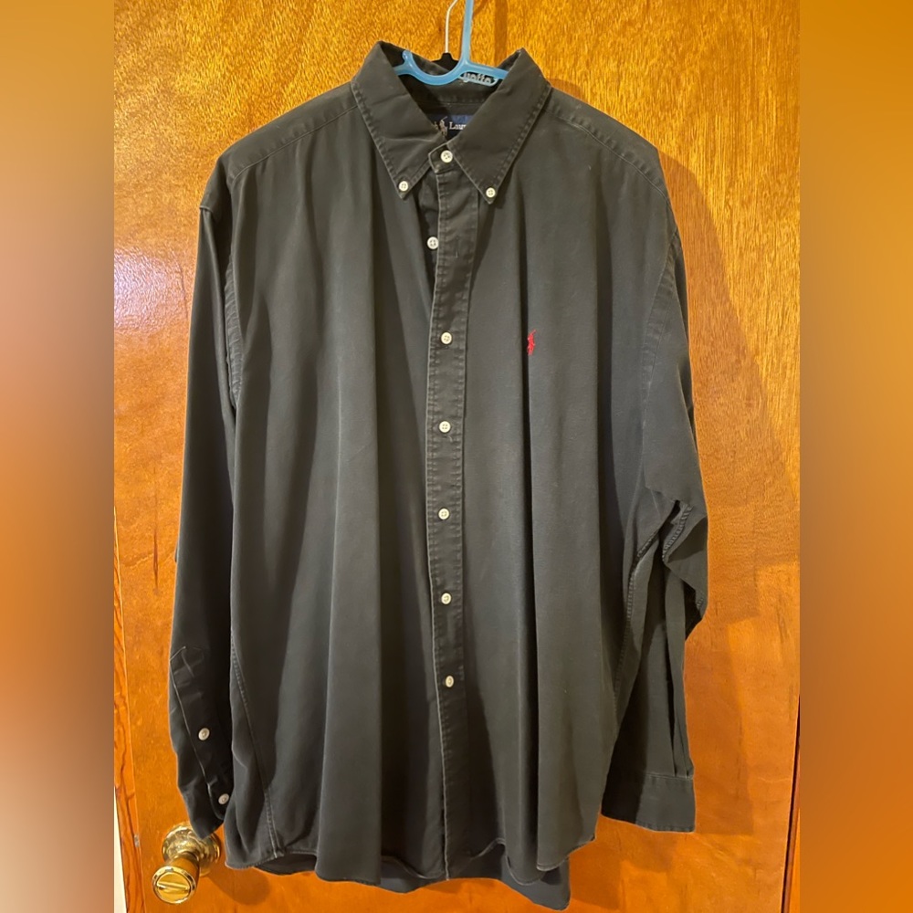 Ralph Lauren long sleeve button down size large black. Vintage Ralph Lauren.